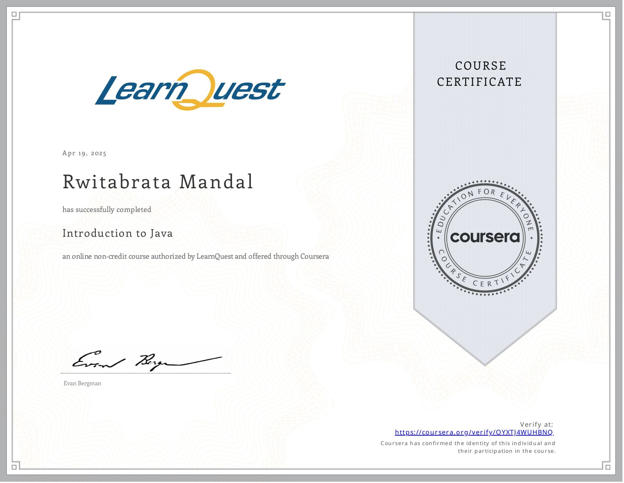 Certificate